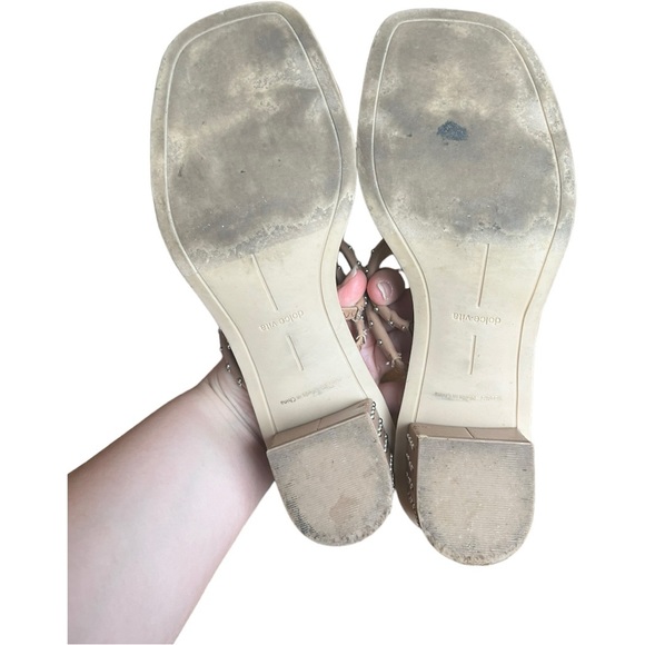 Dolce Vita Riya Studded Block Heel Sandals Nude Tan Vegan Leather Silver Studs - Picture 12 of 12